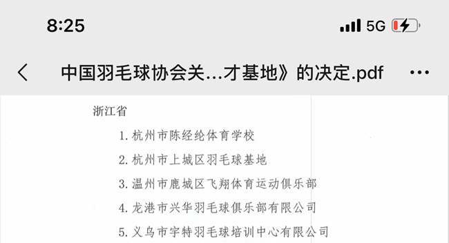 祝贺！龙港市兴华羽毛球俱乐部晋升为全国羽毛球后备人才基地