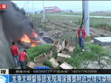 龙港文明督导团发现一起海涂围垦焚烧污染物