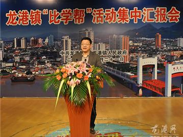 县委常委、副县长、龙港镇委书记丁振俊在汇报上讲话