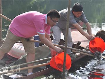 我县放流120万尾淡水鱼苗20%抑制浮萍泛滥
