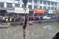 今天中午11点许，龙港宫后路与河底高路桥头，一女性司机驾驶一私家车不慎驶入河中，幸好司机及时从车内安全逃脱，避免被困车内，再次提醒广大司机朋友，请谨慎驾车，开车切忌分神！